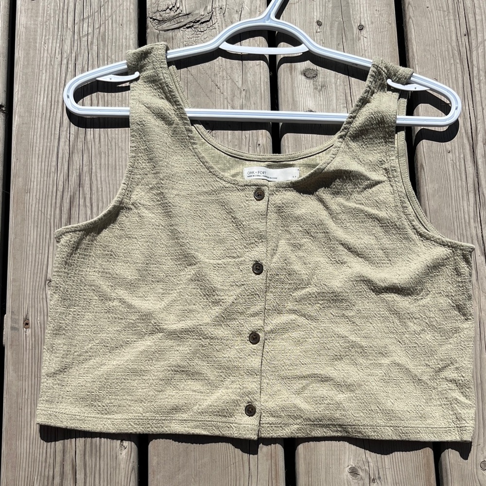 OAK + FORT Sage Buttoned Tank Top